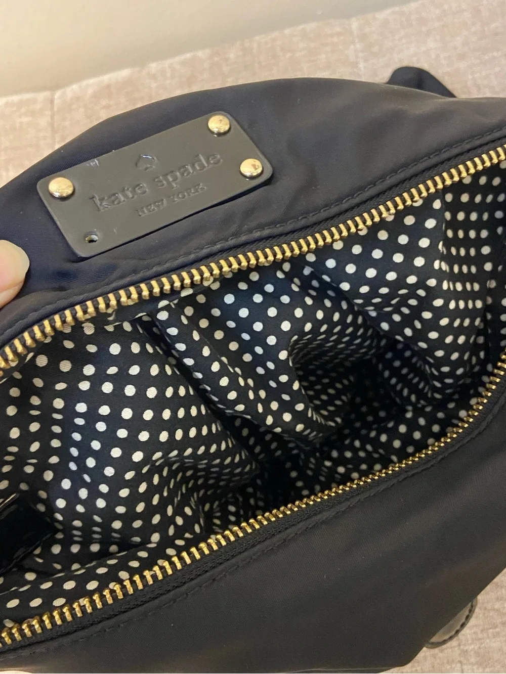 kate spade Black Nylon Dual-Handle Shoulder Bag with Gold Hardware